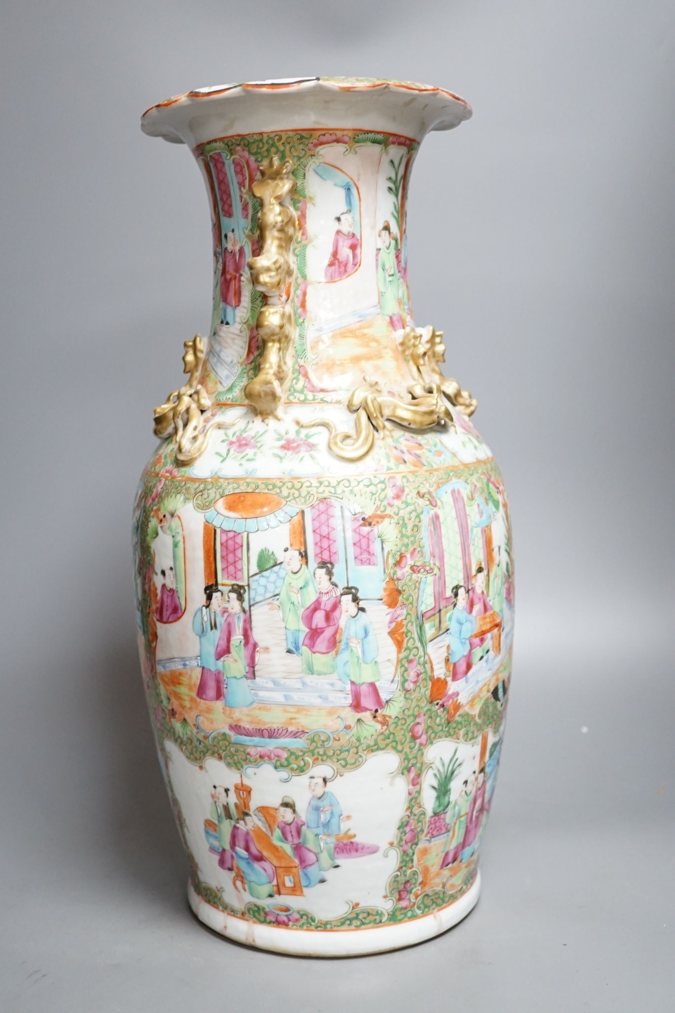 A Canton enamelled vase, 45cm